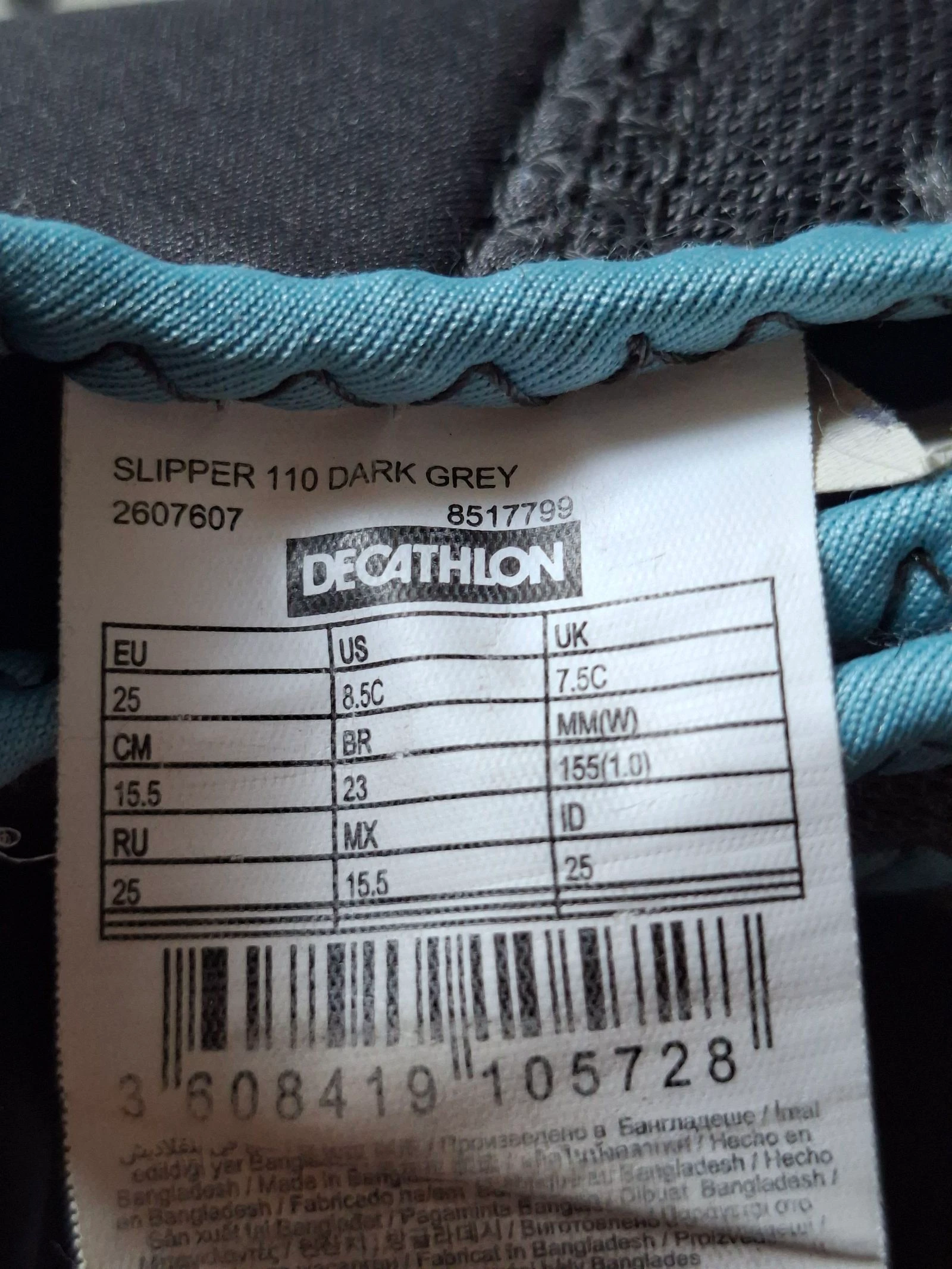 Chaussons aquatiques Decathlon T25 gris/bleu – École, crèche, piscine – photo 5